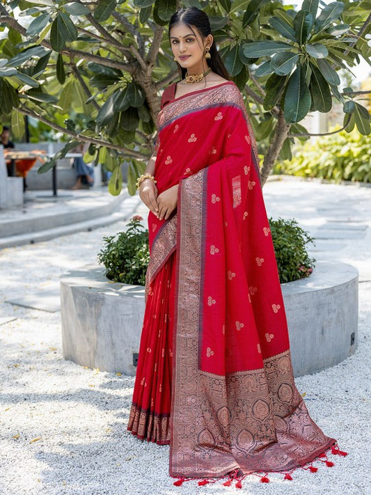 Red Banarasi Silk Blend Saree