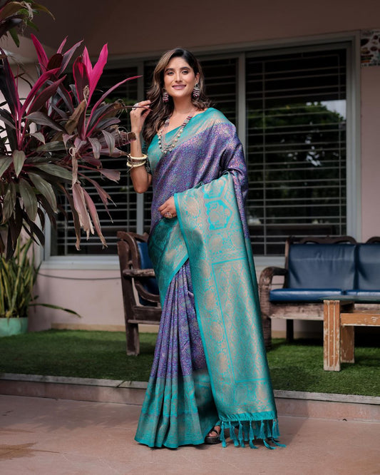 Purple Woven Design Zari Silk Saree