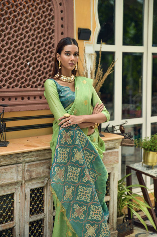 Green Chanderi Silk saree