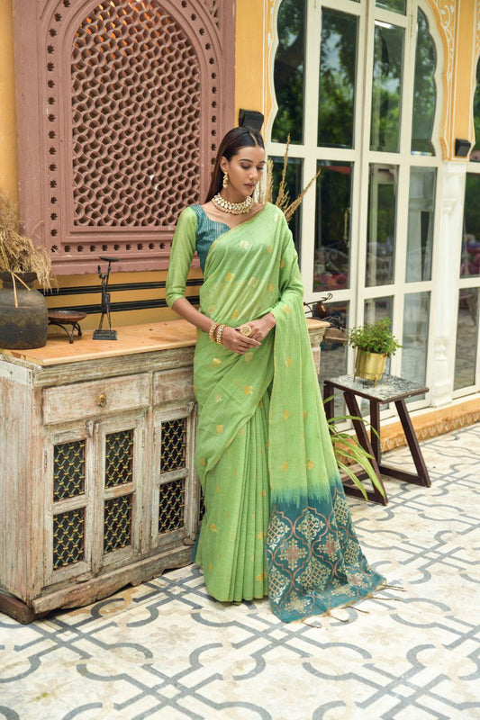 Green Chanderi Silk saree