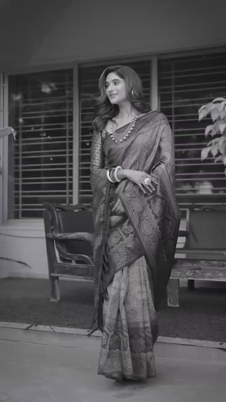 Brown Woven Design Zari Silk Saree